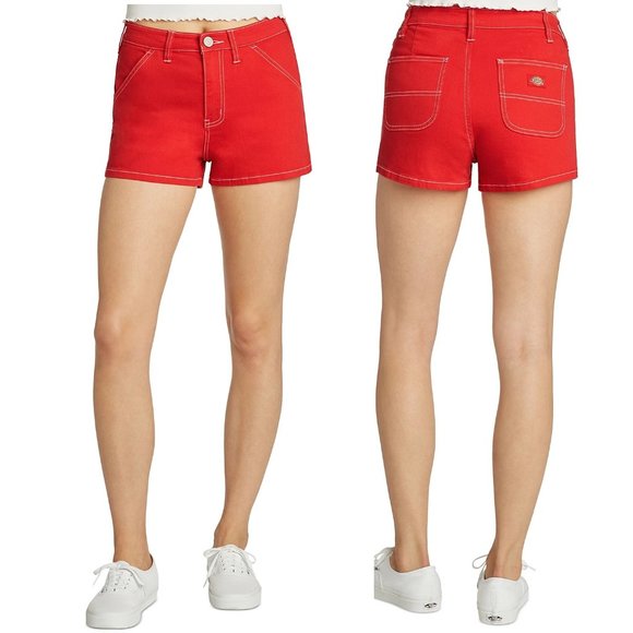 Juniors Womens DICKIES Flex Work Shorts Size 11/30  NWT Bright Red - Picture 1 of 4